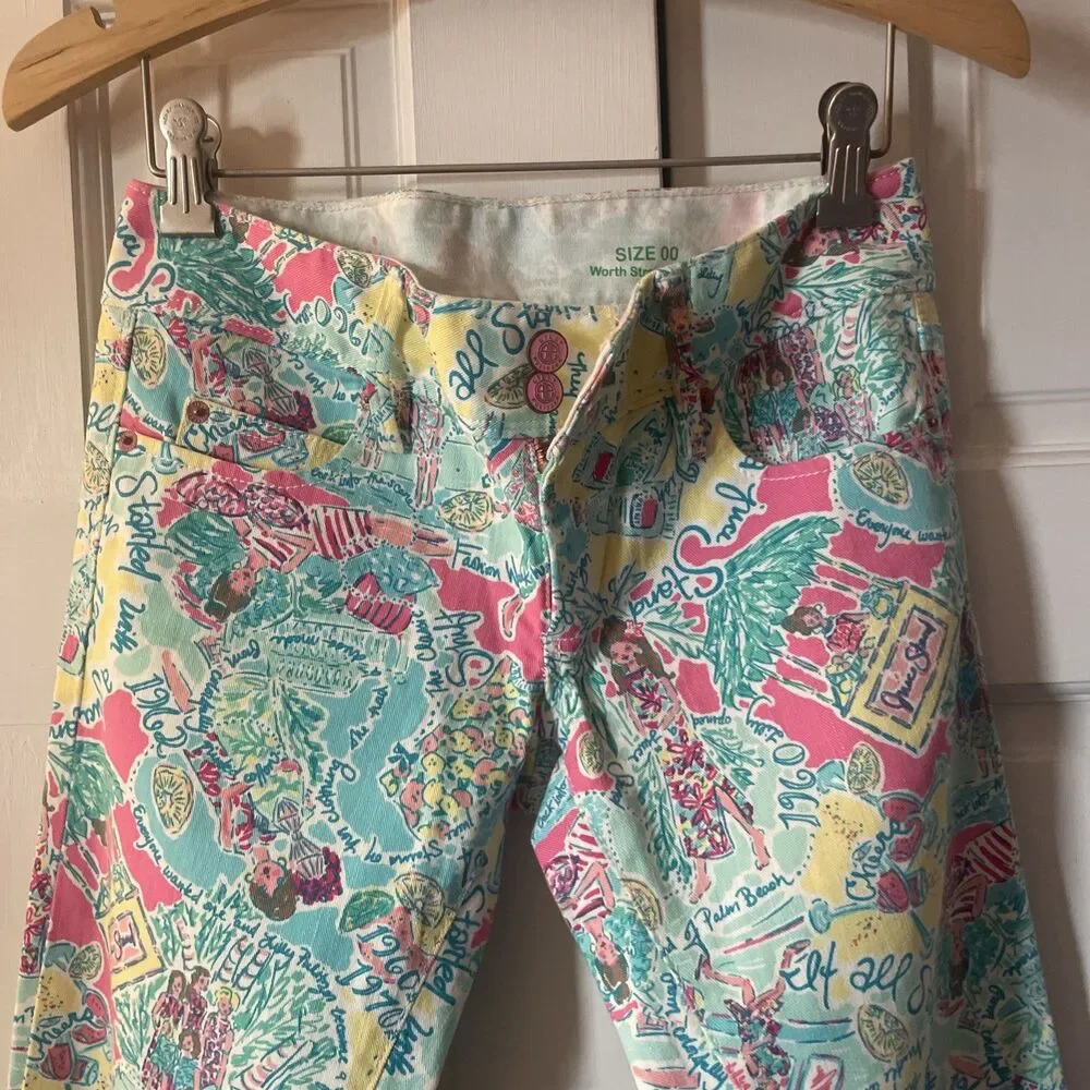 Lilly Pulitzer Worth Straight Jeans Size 00 Started As A Juice Stand Print - Picture 2 of 6